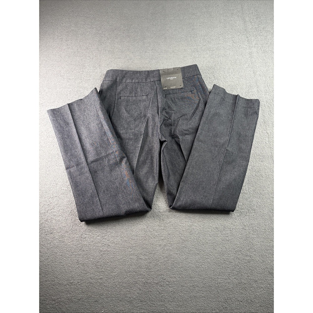 Liz Claiborne Pants Sz 6 Gray  Flat Front‎ Jackie Denim Hooks Zipper Pockets.New - Picture 13 of 16